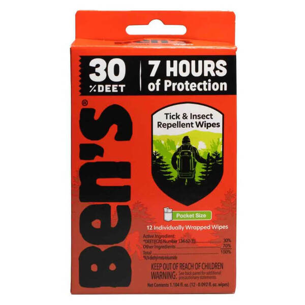 Ben's Tick and Insect Repellent Wipes 30% DEET