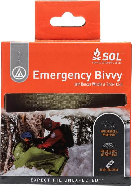 SOL Emergency Bivvy With Rescue Whistle - OD Green