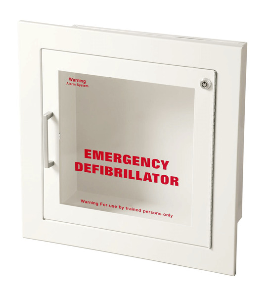 AED Wall Cabinet With Alarm - Recessed (1.5" Return), White