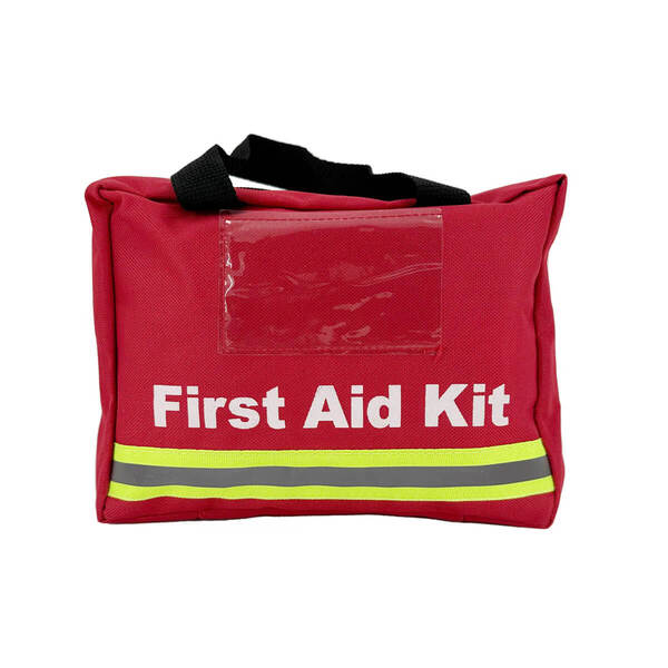 Bag Only - Red Nylon With Card Slot - First Aid Kit Label