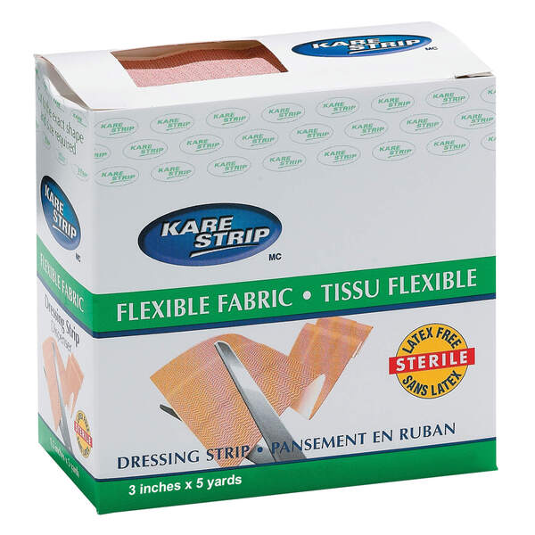 Kare Strip Flexible Fabric Dressing Strip Roll - 3 in x 5 yd Non-Sterile