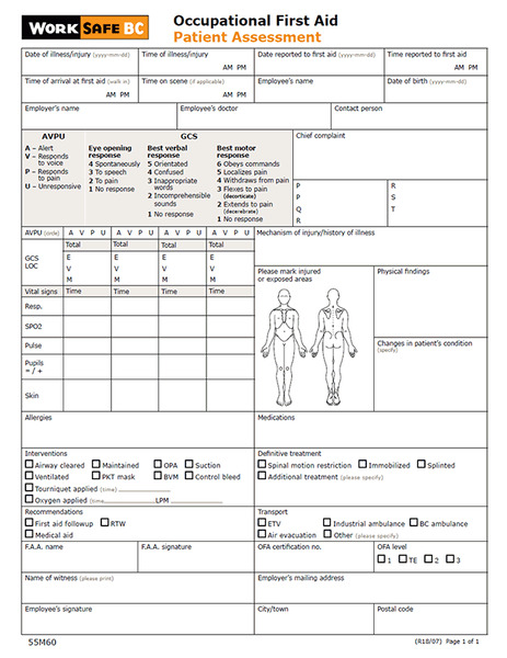 Worksafe BC - Patient Assessment Reports 10PK