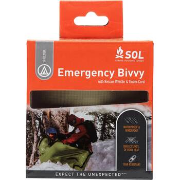 SOL Emergency Bivvy With Rescue Whistle - OD Green