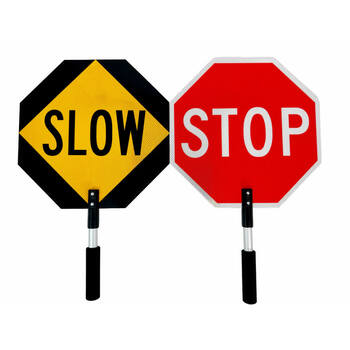 Sign - Double Sided Stop/Slow Diamond Grade Corrugated Plastic Paddle