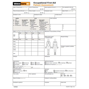 Worksafe BC - Patient Assessment Reports 10PK