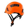 orange hard hat side with straps showing