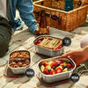 3 sizes with food at picnic