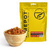 packaging and bowl filled with food