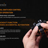 dual switches control easy operation, lockout function avoids accidental activation