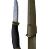 military green knife and sheath