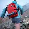 attached to backpack while hiking